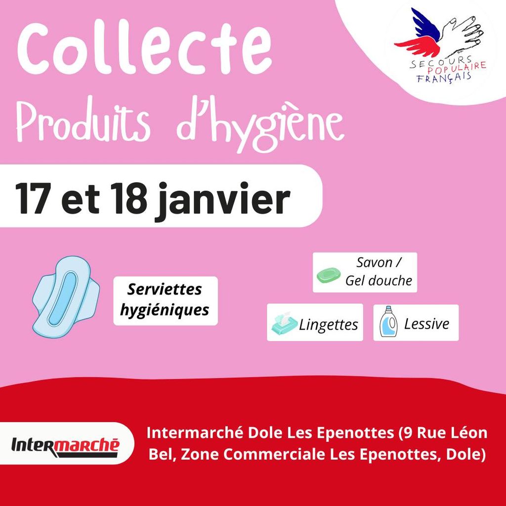 Collecte produits d'hygiène 17 et 18 janvier