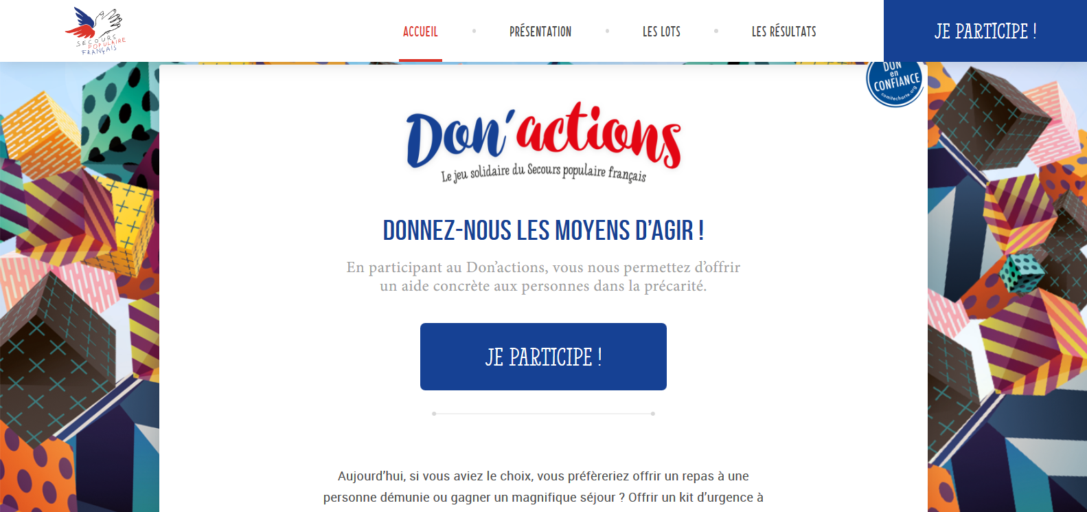 Autour du Don'actions se joue la mise en mouvement de toutes les bonnes volontés. Ici, le site spécial du Don'actions. Autour du Don'actions se joue la mise en mouvement de toutes les bonnes volontés. Ici, le site spécial du Don'actions.