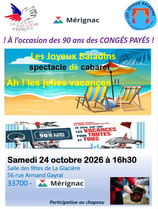 24 octobre 2026 Cabaret Les Joyeux Baladins "Ah les jolies vacances"