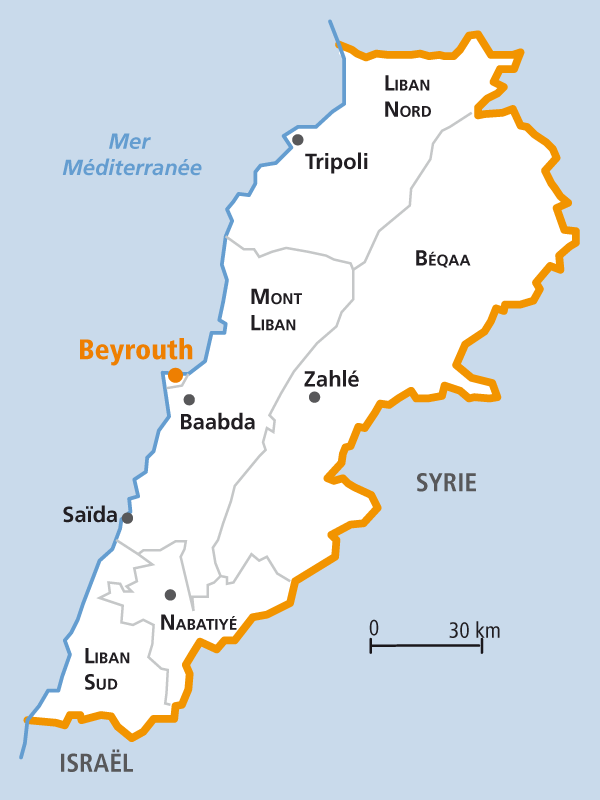La carte du Liban