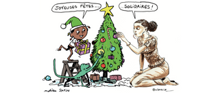 Illustration réalisée pour le Secours populaire du 93 par Mathieu Sapin et Clément Oubrerie, les dessinateurs des BD « Aya de Yopougon » et « Akissi ». Marguerite Abouet, auteur de ces célèbres sagas, est la présidente de l’association « Des livres pour tous », notre partenaire qui crée et fait fonctionner des bibliothèques pour les jeunes des quartiers populaires en Côte d’Ivoire.