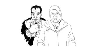 Le docteur Bassam, 50 ans, et sa patiente Nawal, 76 ans, sont tous deux originaires de Gaza City. Ils se sont retrouvés à Khan Younès puis à Rafah, où ils se réfugient aujourd'hui.