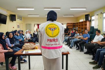 Un atelier organisé par PMRS, notre partenaire associatif en Palestine.